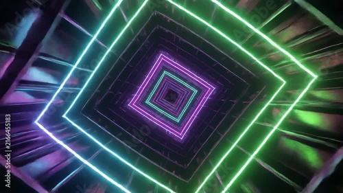 Abstract neon grid animation with glowing geometric patterns