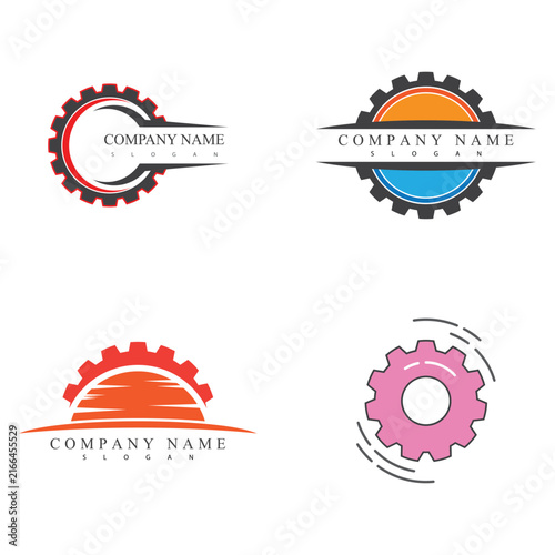 Gear illustration logo icon vector flat design template