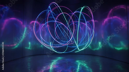 Abstract neon light spiral motion graphic animation