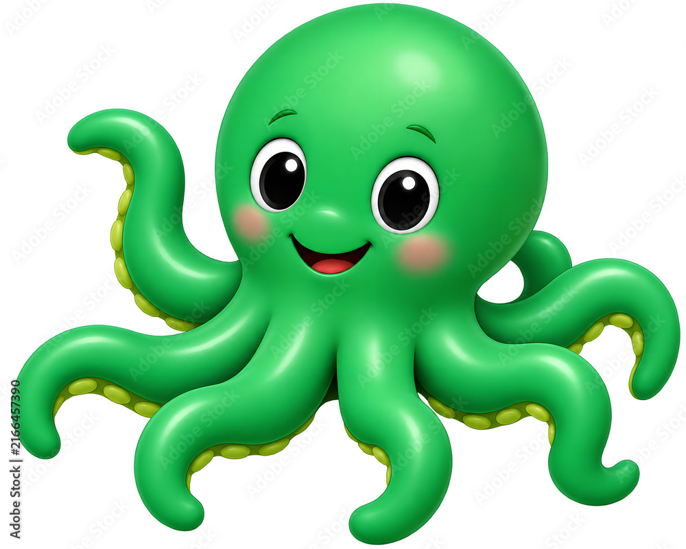 Naklejka premium green octopus cartoon