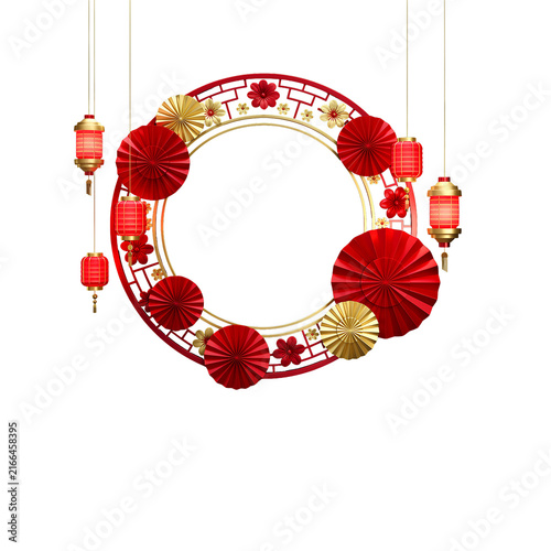Chinese Lantern Fan Decoration an Elegant Decoration Accent for a Special Occasion Party and Event
