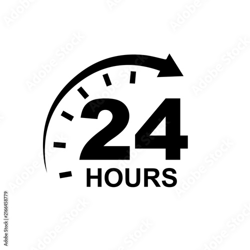 24 hours open service icon vector isolated on white background
