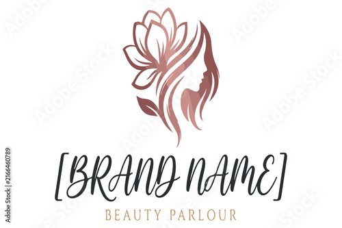 Elegant floral logo design with pink and white petals for beauty salon branding