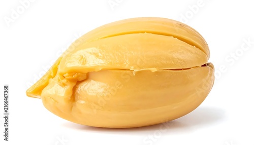 Golden yellow ripe pear on white background.