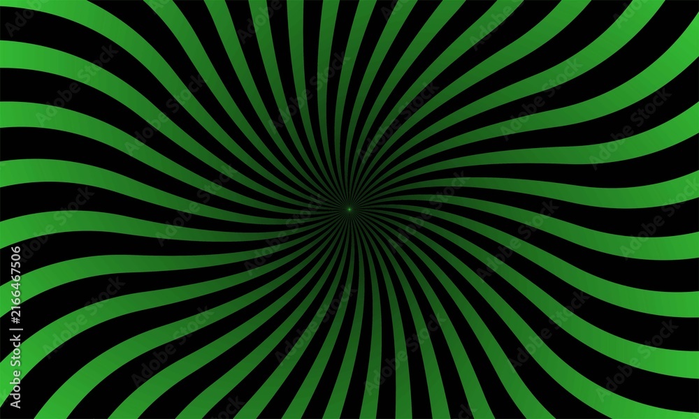 Obraz premium Abstract background featuring a hypnotic spiral pattern with vibrant green and black curved lines radiating from centre