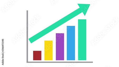 motion video with up bar graph with six bars.