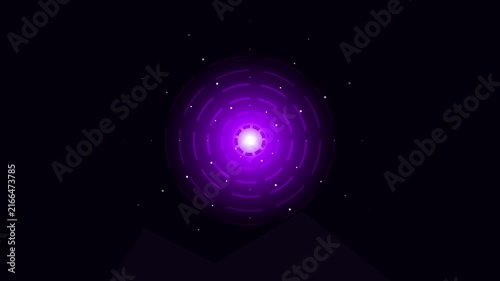Purple Energy Pulse with Glowing Concentric Rings and Particles