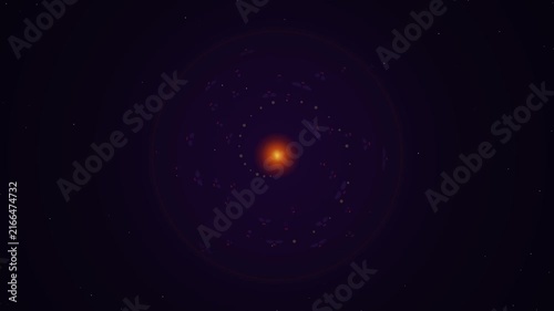 Solar System Model Animation with Rotating Planets and Orbits