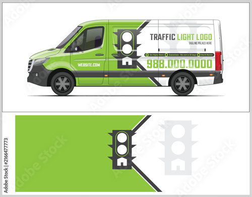 Modern Green Van Wrap Design for Traffic Light Company