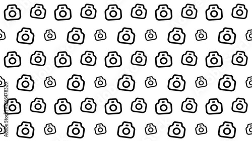 Seamless Pattern Background Featuring Minimalist Camera Icon Illustrations 4k Motion Loop