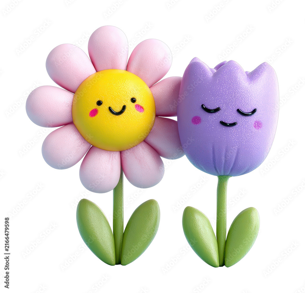 Fototapeta premium PNG Cute smiling flower friends