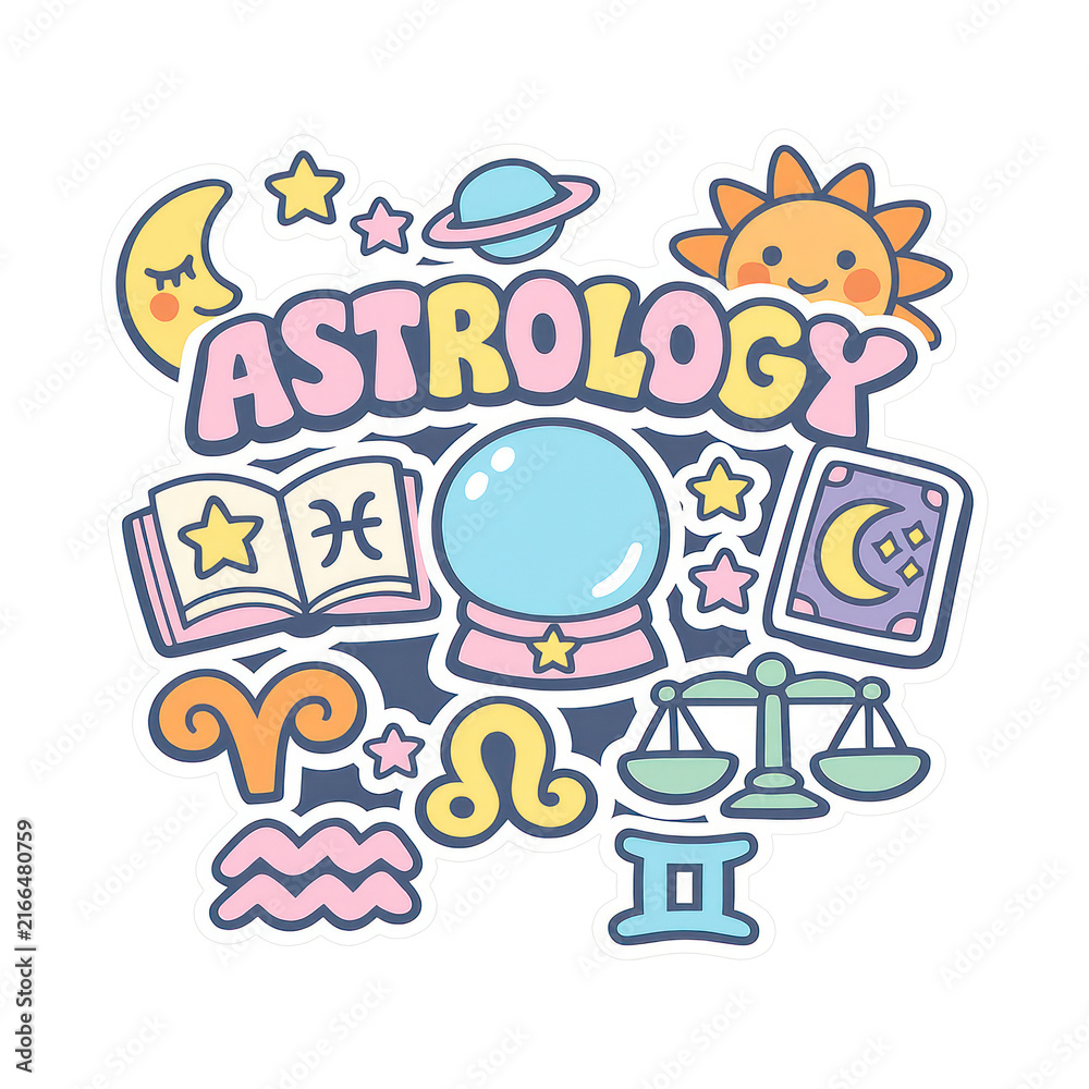 Fototapeta premium PNG Colorful astrology symbols collection.