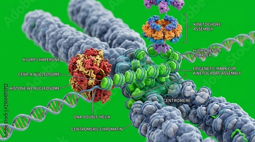 Molecular 3D model of CENP-A protein incorporation by HJURP chaperone complex on DNA