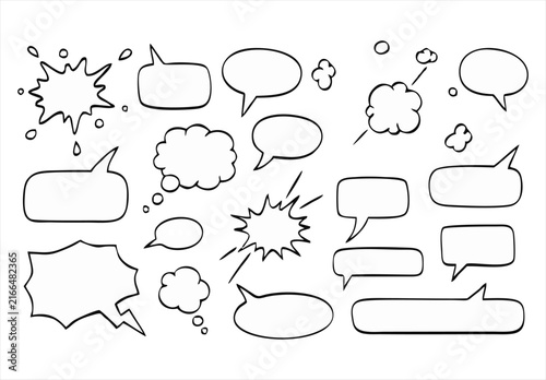 Canvas Print Comic speech bubble set hand drawn speech balloons thought dialog clouds vector
