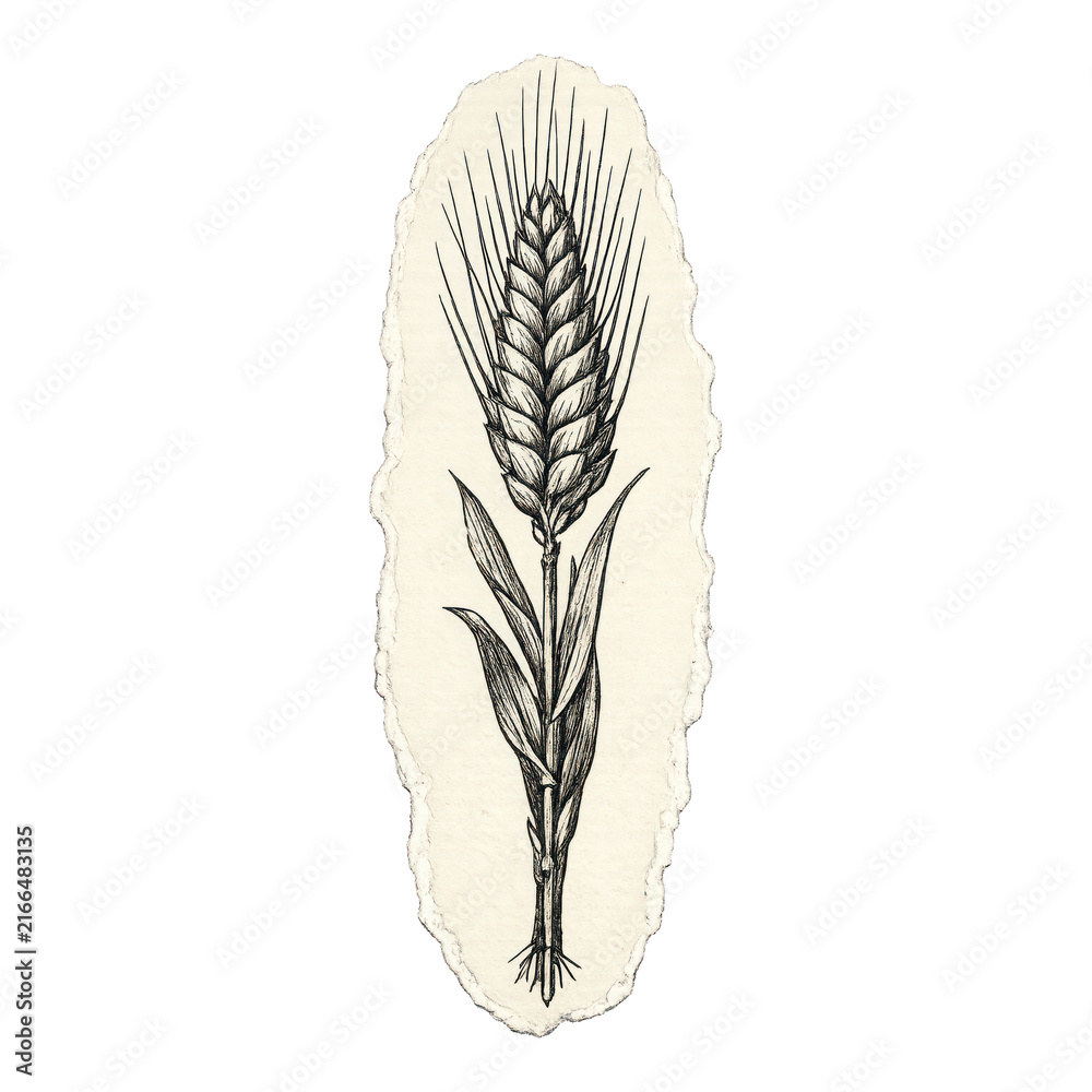 Fototapeta premium PNG Vintage wheat botanical illustration.