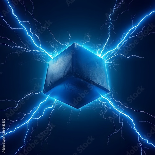 Premium Neon Lightning Cube with Electric Energy