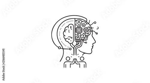 Side view cross sectional illustration of human brain anatomy and neural structures.