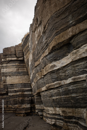 Layered Rock Formation At Susa Hornfels In Yamaguchi Japan