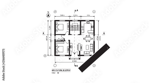 Compact floor plan of a modern apartment showcasing living, kitchen, and bedroom areas.
