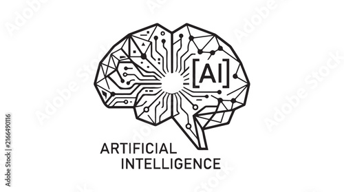 Graphic logo depicting an artificial intelligence brain with circuitry motifs and neural design.