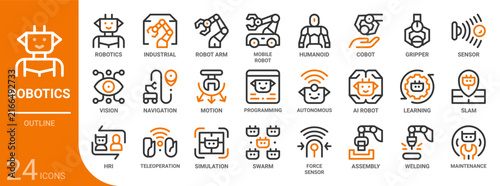 robotics outline icon collection for web, app, UI, UX, dashboard, presentation and infographic and print design