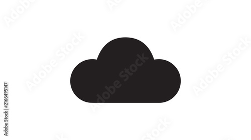 Minimal black cloud icon representing weather in a simple vector illustration.
