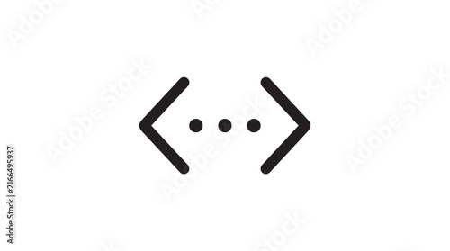 Code Snippet Icon with Angle Brackets and Ellipsis Symbol for Graphic Resources.