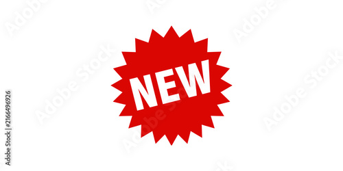 Cuadro en lienzo Red starburst sign with white text NEW for promotions product launches and special offers