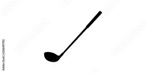 Canvas Print Single black golf club angled for hitting a ball during a game on a transparent background