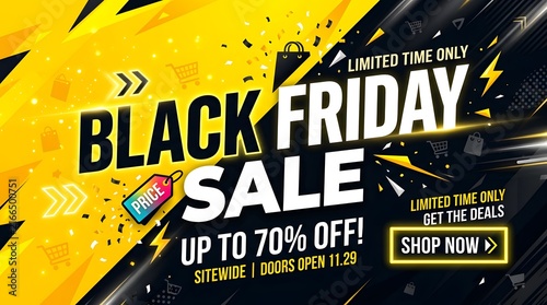 Black friday sale dynamic banner with yellow and black theme