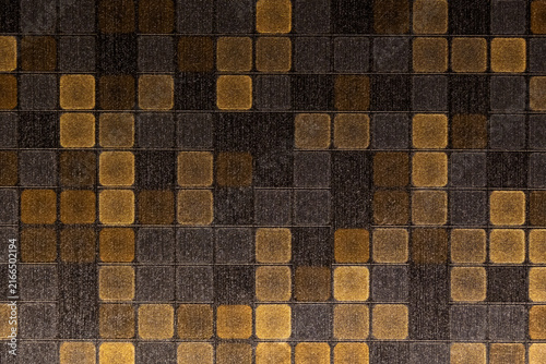 Obraz na plátně Modern Abstract Gold and Black Geometric Square Tile Pattern Background