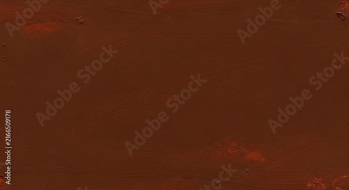 Deep brown oil paint texture with visible brush strokes and thick impasto layer for artistic canvas background surface design.