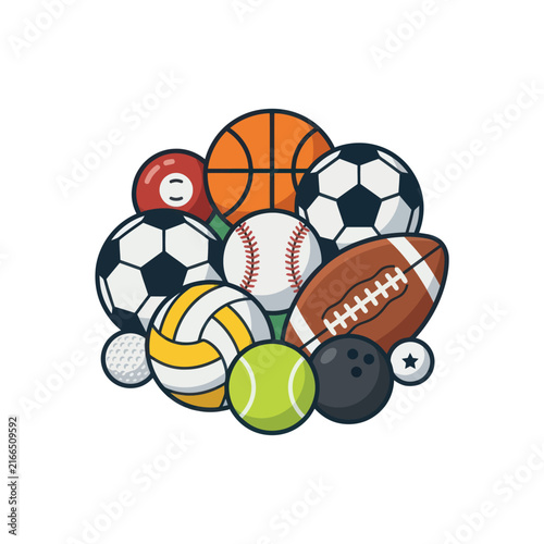 Diverse Sports Balls Collection - Basketball, Soccer, Baseball, Tennis, Football, Golf, Bowling