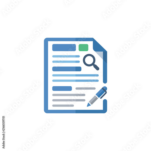 Document Analysis with Magnifying Glass and Pen Icon