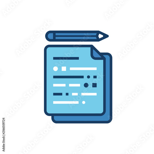 Document Checklist Icon with Pencil, Business and Planning Concept, Flat Design