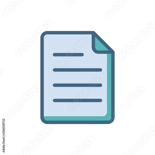 Document Icon - Clean Vector Illustration of Paper Sheet with Lines