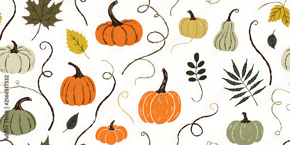 Autumn pumpkin seamless pattern design