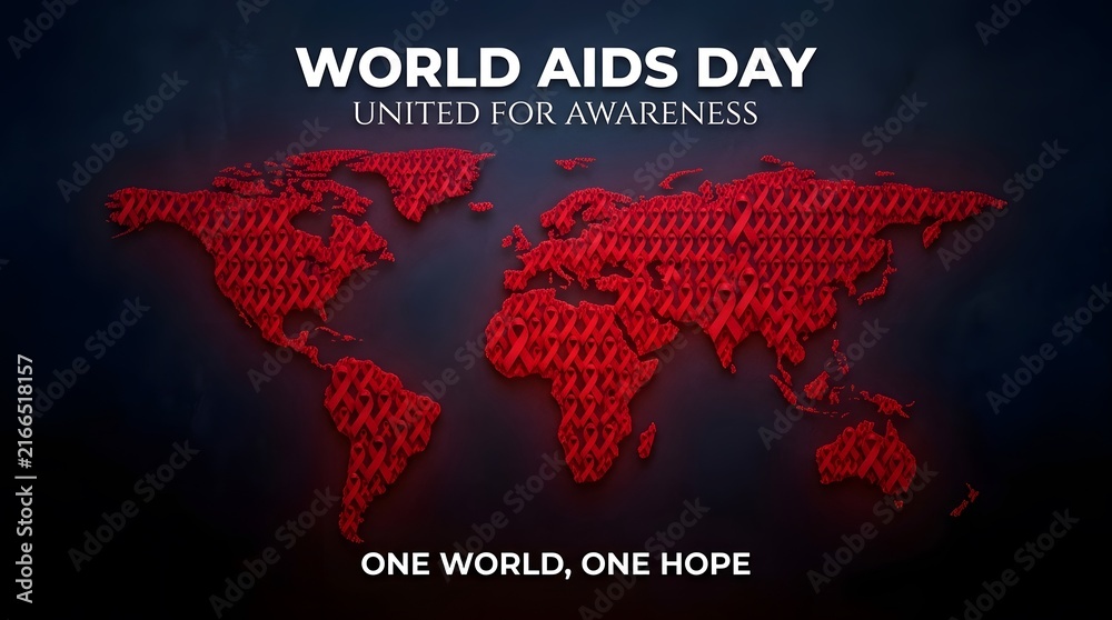 Obraz premium World aids day concept with a glowing red polygonal world map illustration