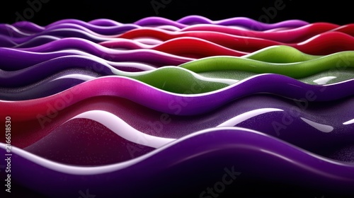 Fototapeta Colorful waves flow smoothly creating a mesmerizing pattern in a dark setting