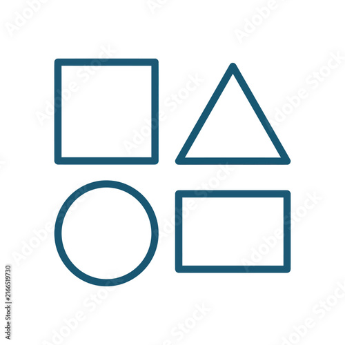 Geometric Shapes: Square, Triangle, Circle, Rectangle on White Background