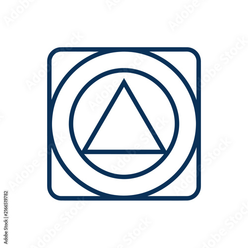 Geometric Symbol: Triangle Inside Circle in Square, Minimalist Design