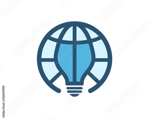 Global Innovation Idea Lightbulb Icon - World Connection and Bright Concept