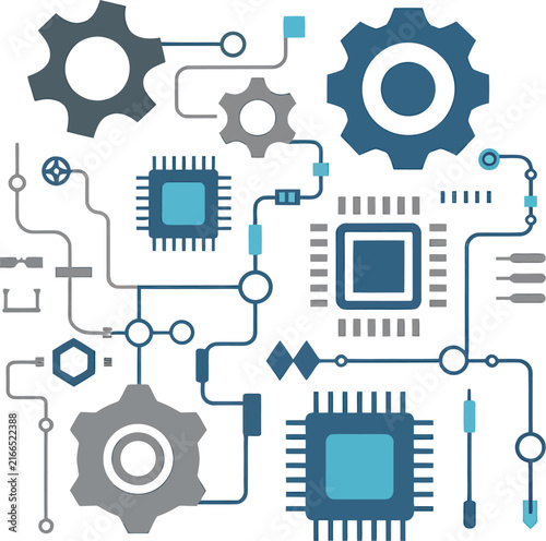 Modern Integrated Circuit Board and Semiconductor Technology Vector Illustration