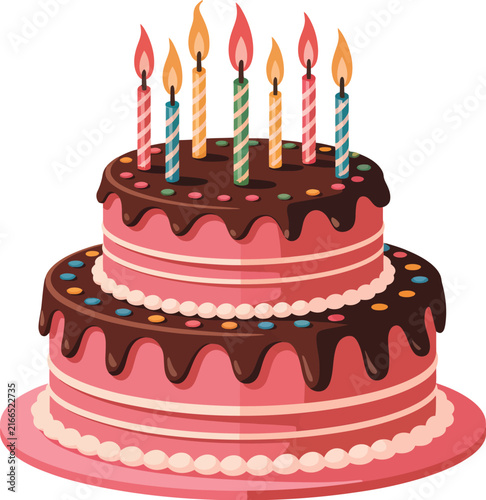 Colorful Birthday Cake with Candles