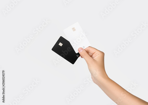 Black and White Credit Card Mockup Held in Hand