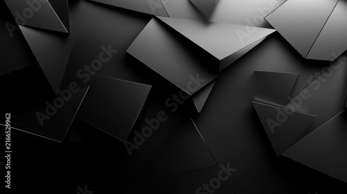 Abstract shapes create a striking visual contrast with deep shadows and smooth textures