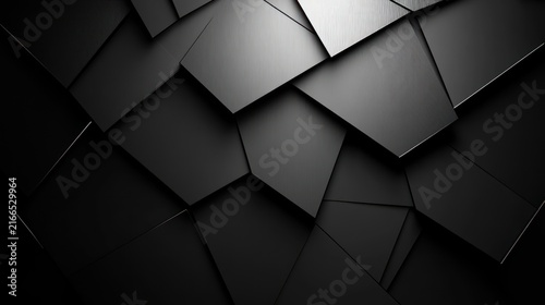 Complex shapes overlap in deep black tones forming a captivating textured surface