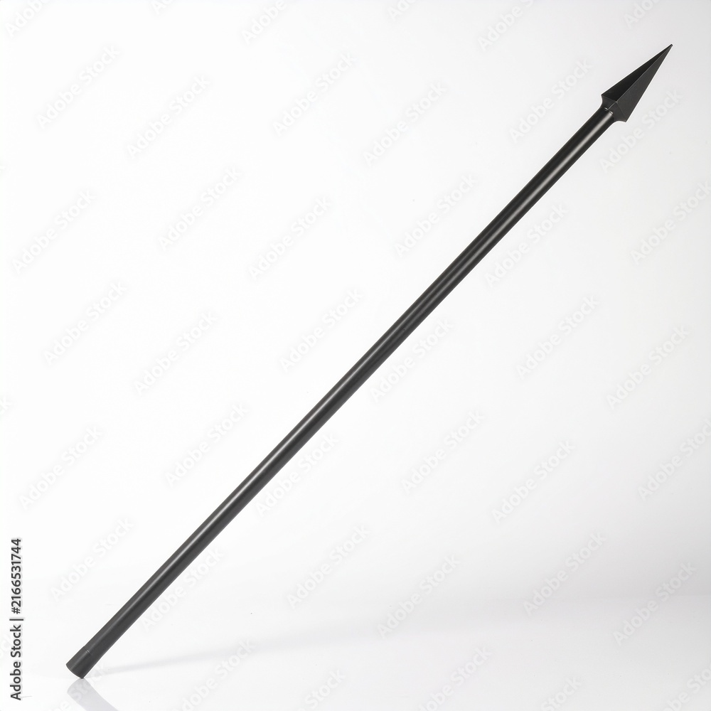 Obraz premium Studio shot of a black metal spear against a white background