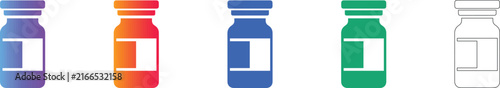 Medical Glass Vial Icon Set for Lab Use