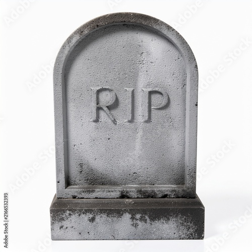 Realistic stone grave marker tombstone with RIP inscription